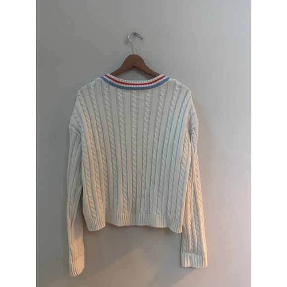 Prince Pickleball Women's XL Cable Knit Cardigan Tennis Sweater Cream Preppy - Picture 5 of 5